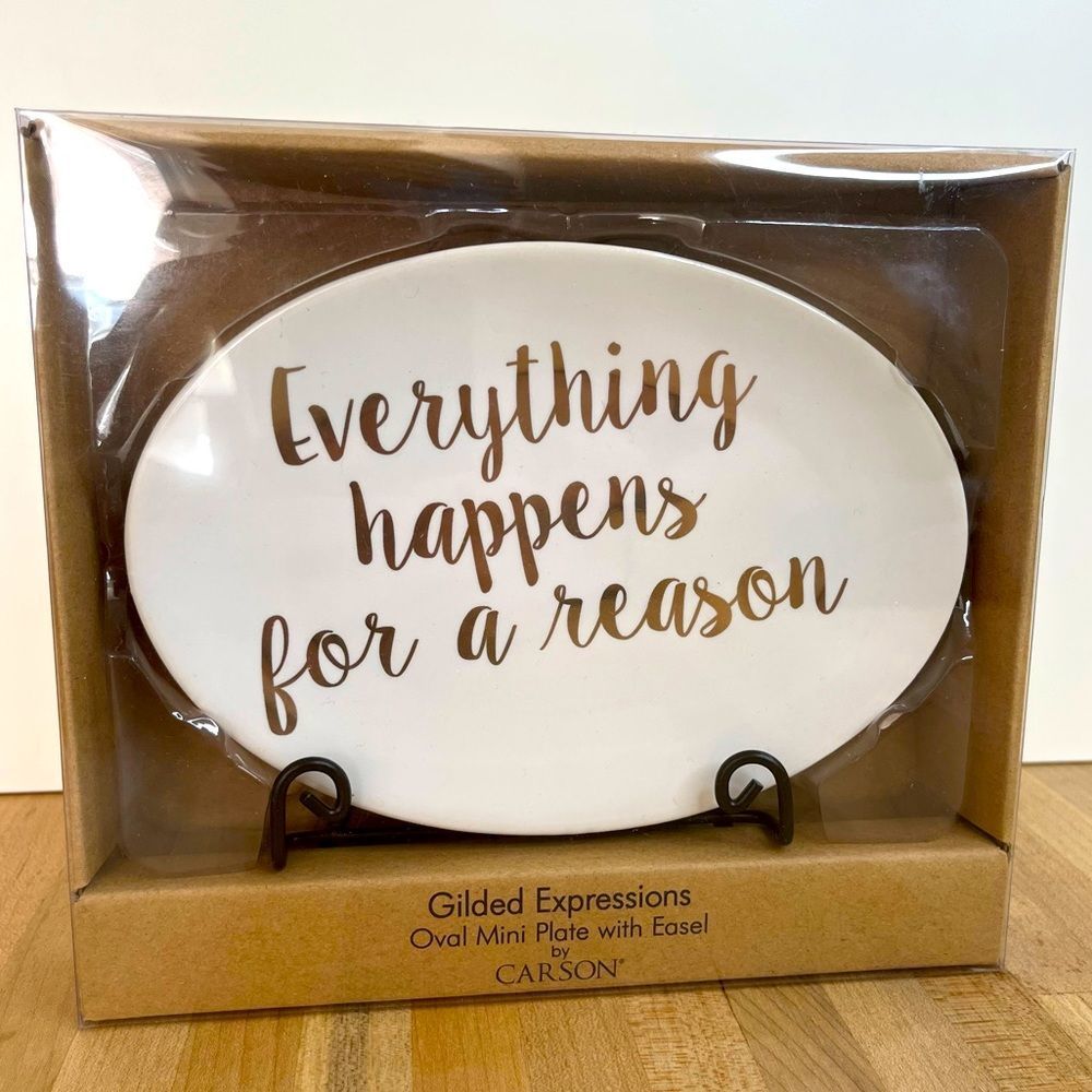 NIB "Everything Happens for a Reason" Oval Mini Plate w/ Easel